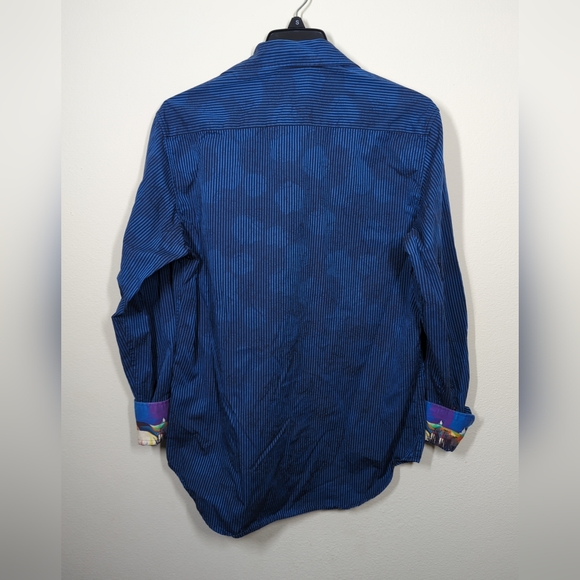 Robert Graham Exclusive Designer Mens Striped Button Up Long Sleeve Blue Size S - Picture 8 of 8